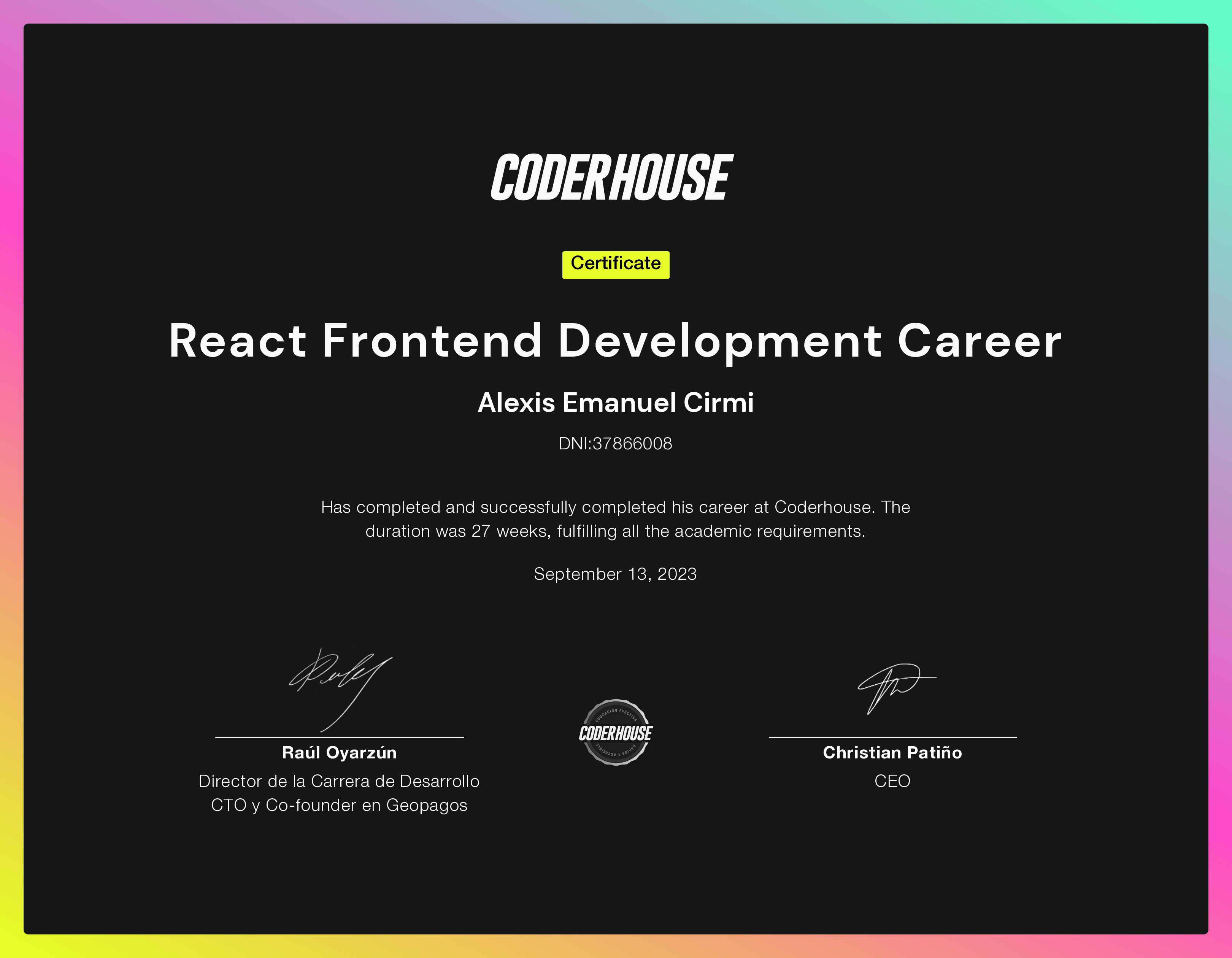 React Frontend Development Career (certificate)