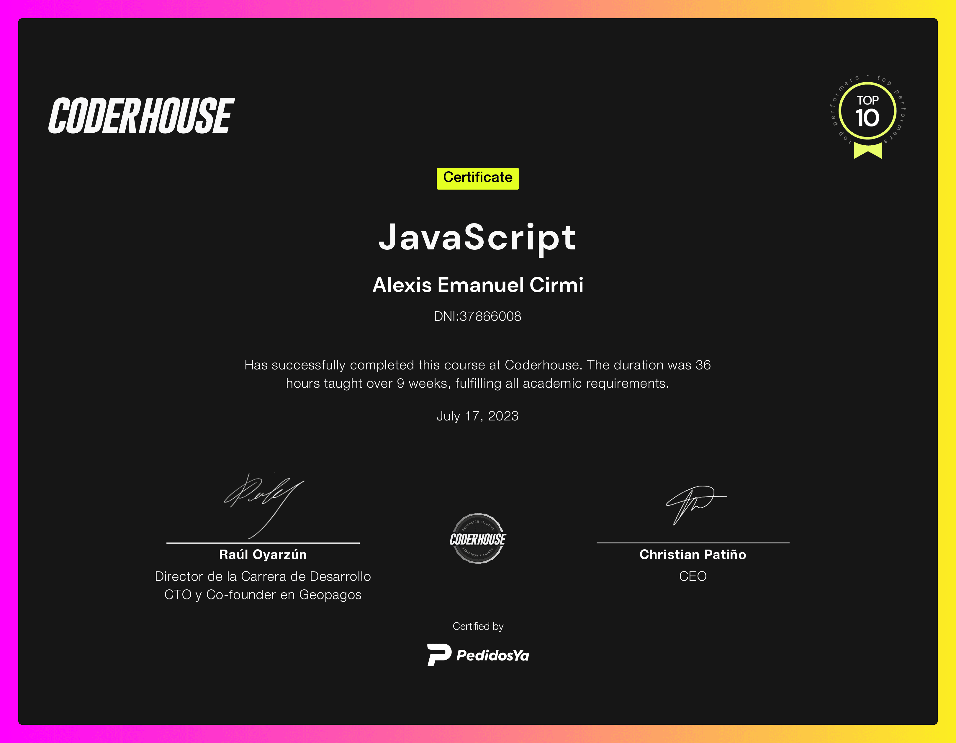 JavaScript (certificate)