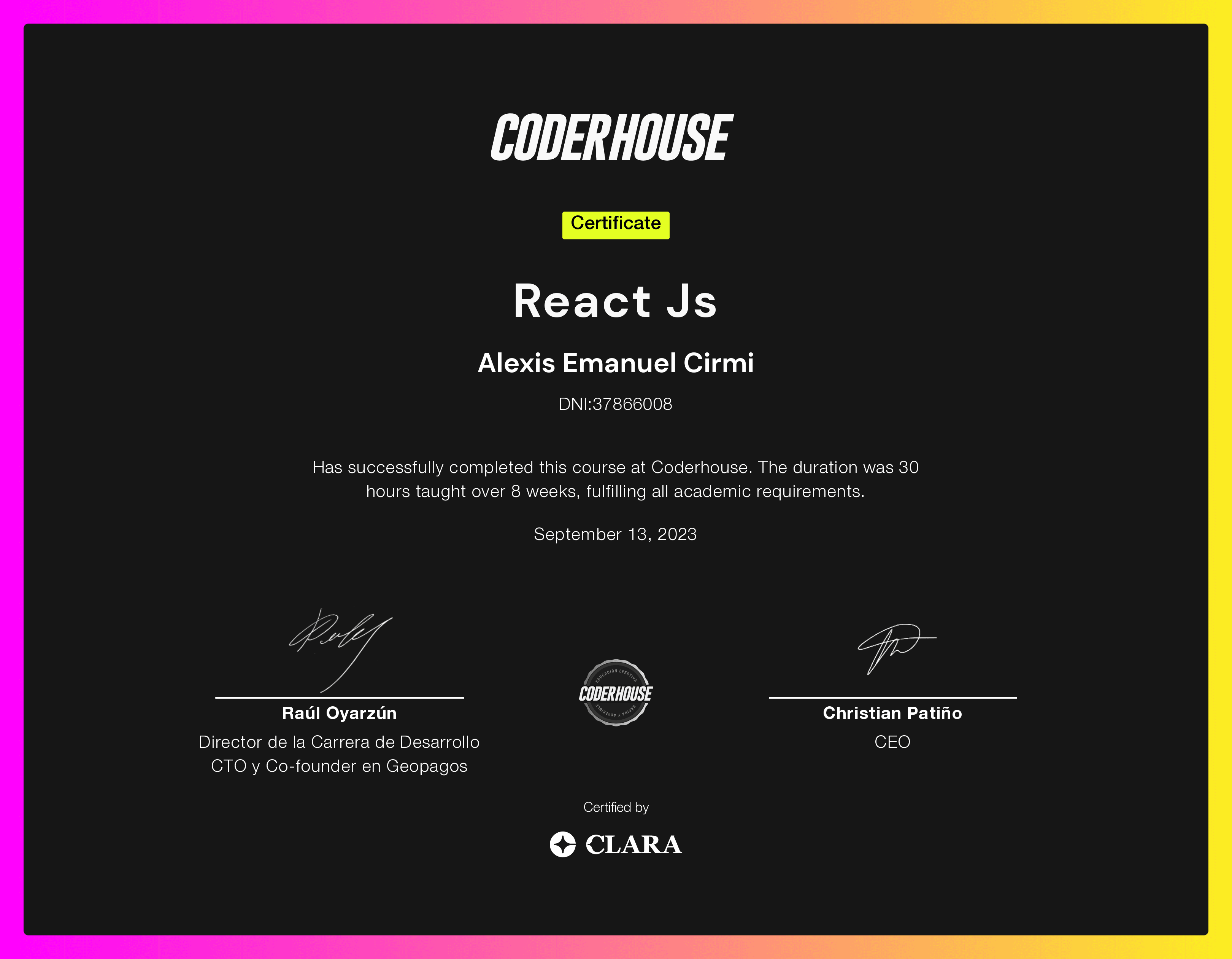 React Js (certificate)