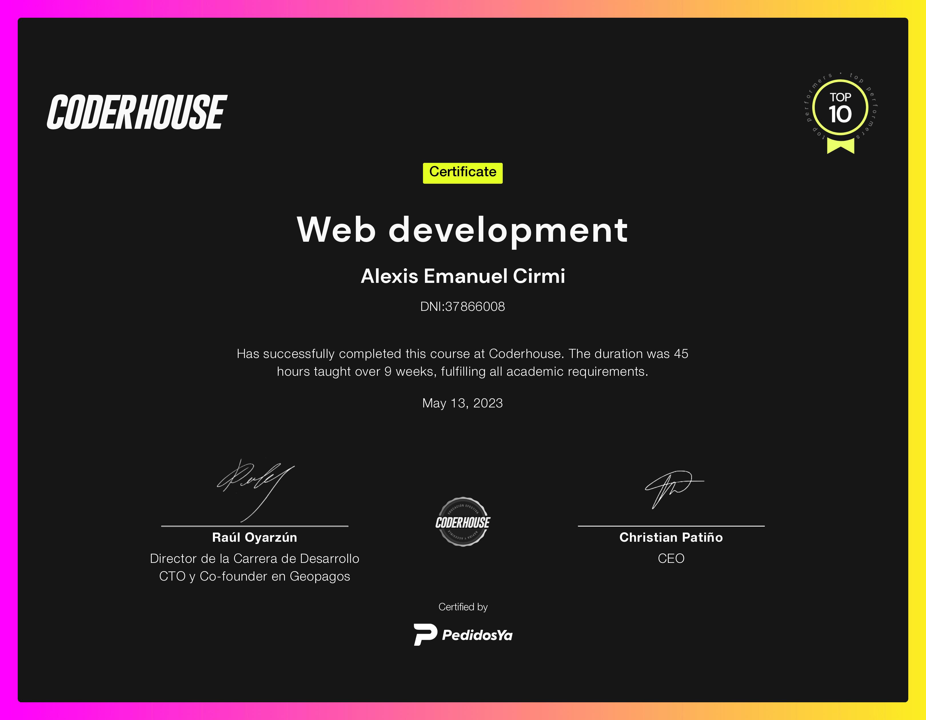 Web development (certificate)